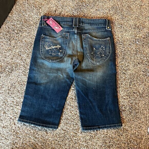NWT Deadstock Vintage Y2K Heatherette embellished denim bermuda shorts - Picture 1 of 4